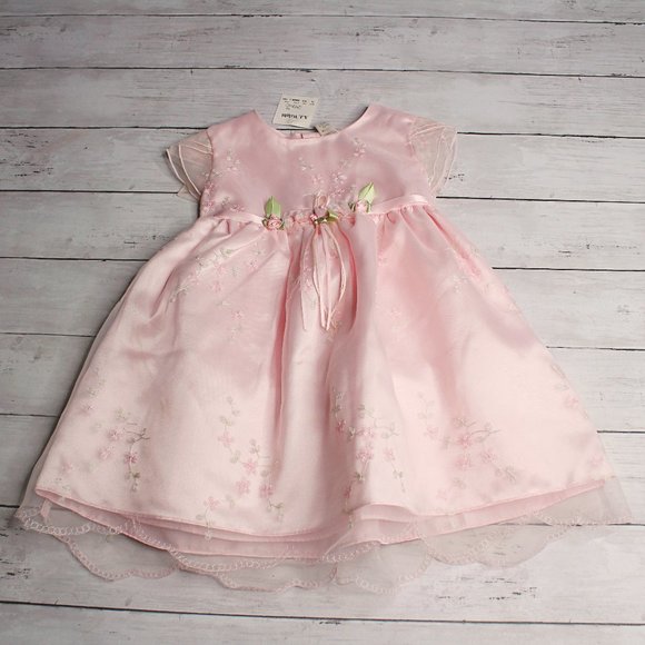 CLa Princess Vintage Baby Girl's Organdy Party Dress Size 24 Months Pink - Picture 1 of 7